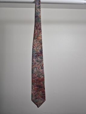 Vintage Floral Tie in Burgundy, Teal, and Rust